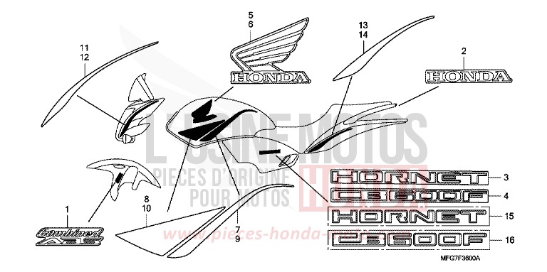 MARK for CB600F Hornet ABS QUASAR SILVER METALLIC (NHA48) from 2008